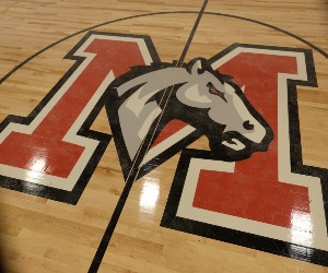  image of McCarthy Middle mascot on gym floor